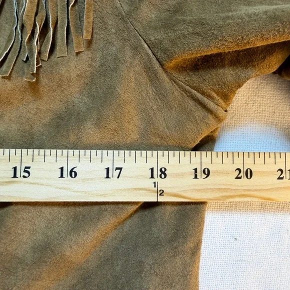 Denim & Co Brown Suede Leather Fringe Western Jacket Womens Medium A53263 EUC - Picture 5 of 7